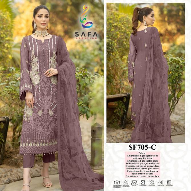 SF PK 705 Safa Embroidery Georgette Pakistani Suits Wholesale Price In Surat